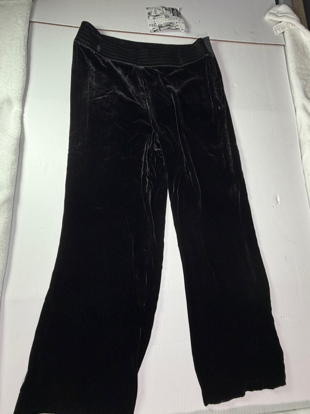 J. Peterman Black Velvet Wide-Leg Track Pants